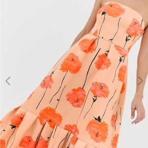 ASOS DESIGN poppy printed bandeau midi dress